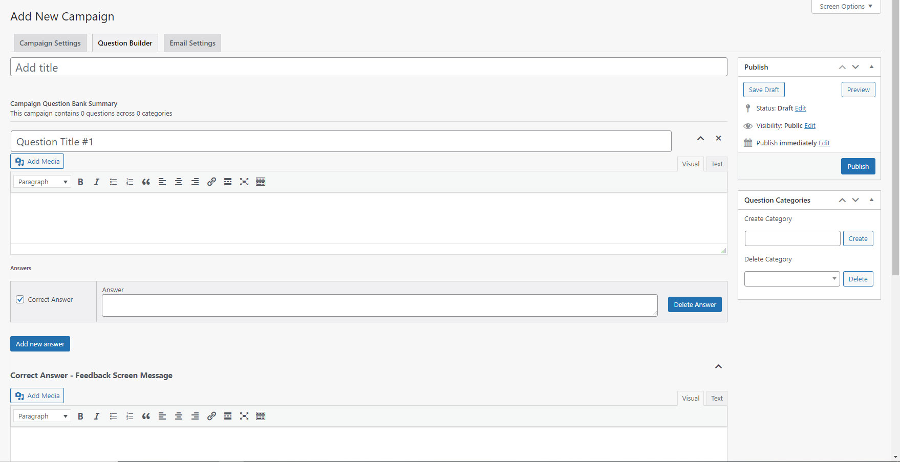 Question Builder Screen