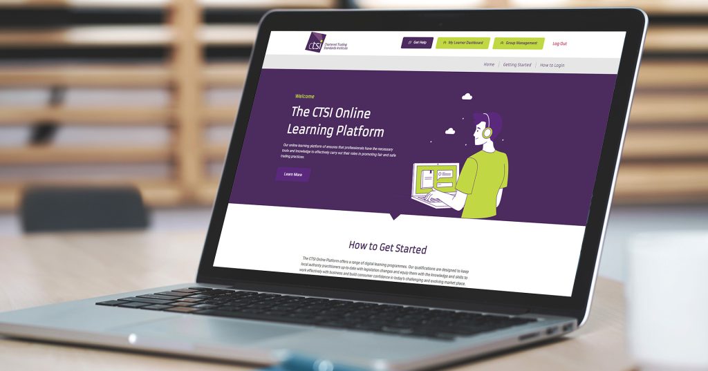 Laptop displaying an LMS platform for eLearning